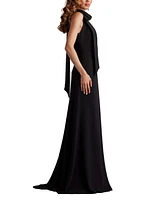 Tadashi Shoji Women's Sims Taffeta Shoulder Bow Halter Gown Hibiscus