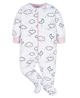 Gerber Baby Girls Sleep N' Play Pajamas, 4-pack
