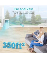 Cowsar 8,000 Btu Portable Ac, 4-in-1, Cools 350sq.ft, Remote, Led Display, 24H Timer, Install Kits