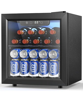 Cowsar 1.3 cu.ft 12 Bottle 48 Can Wine Cooler/Mini Fridge/Beverage Refrigerator Countertop Clear Glass Door for Beer&Soda