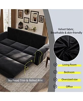 Chesterfield Convertible Sleeper, 3-in-1 Velvet Multi-Functional Sofa Bed - King Size