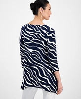 Jm Collection Women's Printed Asymmetric Blouse, Exclusively at Macy's