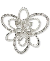 Anne Klein Silver-Tone Crystal Cluster Flower Pin