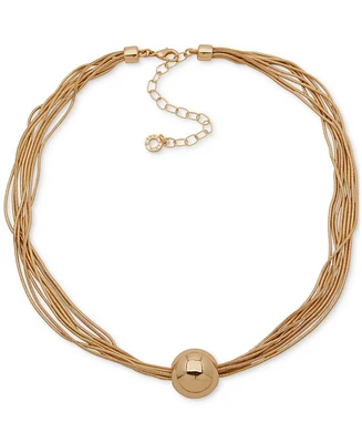 Anne Klein Gold-Tone Multi Snake Chain & Polished Sphere Collar Necklace, 16" + 3" extender
