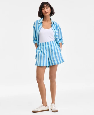 On 34th Women's Cotton Striped Pull-On Shorts, Exclusively at Macy's