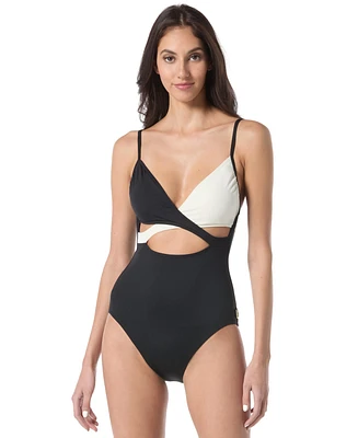 Vince Camuto Women's Colorblocked Cutout One-Piece Swimsuit
