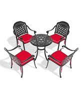 5-pc Cast Aluminum Patio Set, Black Frame, Random Cushions
