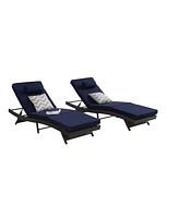 Outdoor Wicker Reclining Lounge Chairs (Set of 2) - Beach, Pool, Garden