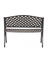 Antique Copper Finish Cast Aluminum 2-Person Outdoor Bench