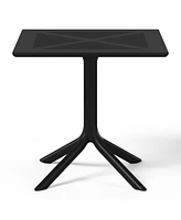5-Piece Modern Square Patio Dining Table Set with Stackable Chairs