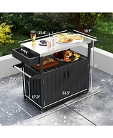 Outsunny Outdoor Bar Cart with Storage, Hdpe Kitchen Cart,