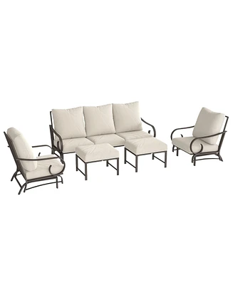 Outsunny 5 Piece Patio Furniture Set with 2 Rockers Outdoor Furniture