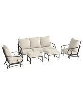 Outsunny 5 Piece Patio Furniture Set with 2 Rockers Outdoor Furniture