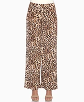 White Mark Women's Cheetah Print Wide Leg Pants