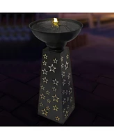 Starry Sky 31.25" H Galvanized Iron Bird Bath Fountain with Led Lights - Electric Submersible Pump Included