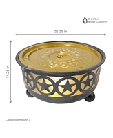 All Star 25.25" Diameter x 14.25" H Galvanized Iron Bowl Outdoor Water Fountain with Led Lights - Electric Submersible Pump Included