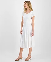 Robbie Bee Women's Fit & Flare Tie-Front Midi Dress