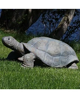 Poly-Concrete Tortoise Garden Statue - Indoor or Outdoor Use - Todd - 30" W