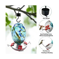 Hummingbird Feeder with Perch and 4 Feeding Ports for Outdoor Gardens