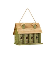 Garden Bird House with 1 Compartment and 4 Entry Holes for Outdoor Birds