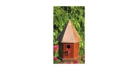Solid Mahogany Wood Songbird Birdhouse with Shiny Copper Roof