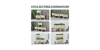 Farmhouse 4-Piece Wooden Elevated Raised Garden Bed Planter Box for Outdoor Gardening