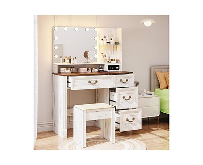 Vlsrka Vanity Set with Mirror & Adjustable Hollywood Lights