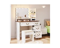 Vlsrka Vanity Set with Mirror & Adjustable Hollywood Lights