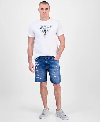 Guess Men's Wyatt Rip and Repair Denim 9" Shorts