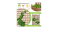 Outdoor Solid Wood Raised Garden Bed Mobile Planter Box with Trellis on Wheels
