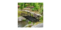 Outdoor Arch Garden Bridge with Side Rails for Elegant Landscaping and Garden Paths
