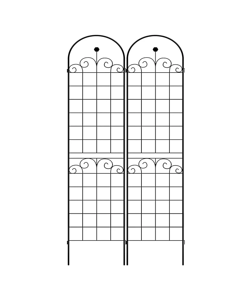 2 Pack Metal Garden Trellis for Climbing Plants Outdoor 86.7'' x 19.7'' Rustproof Plant Support Rose Trellis Netting Trellis Black