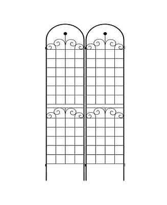2 Pack Metal Garden Trellis for Climbing Plants Outdoor 86.7'' x 19.7'' Rustproof Plant Support Rose Trellis Netting Trellis Black