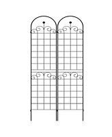 2 Pack Metal Garden Trellis for Climbing Plants Outdoor 86.7'' x 19.7'' Rustproof Plant Support Rose Trellis Netting Trellis Black