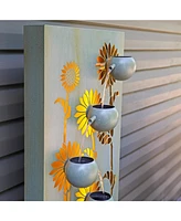 Sunflower Fields Outdoor Water Fountain - 48.5-Inch - Galvanized Steel - Includes Warm White Led Lights