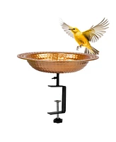 Copper Bird Bath for Outside - Outdoor Bird Bath for Deck Railing - 12" Diameter