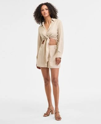 Bar Iii Womens Linen Tie Front Top Shorts Exclusively At Macys
