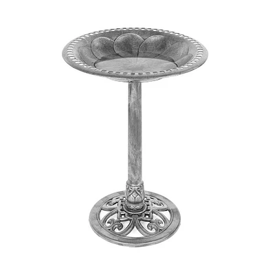 Outdoor Weather-Resistant Polyresin Bird Bath in Rustic Aged Finish for Gardens