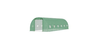 26.2 ft x 9.7 ft Outdoor Walk-in Greenhouse with Green Pe Cover and Steel Frame