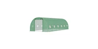 26.2 ft x 9.7 ft Outdoor Walk-in Greenhouse with Green Pe Cover and Steel Frame