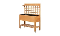 Wooden Garden Box with Separate Planter and Storage Compartments