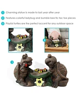 Tic Tac Toe Turtles Concrete Garden Statue - 7.5-Inch