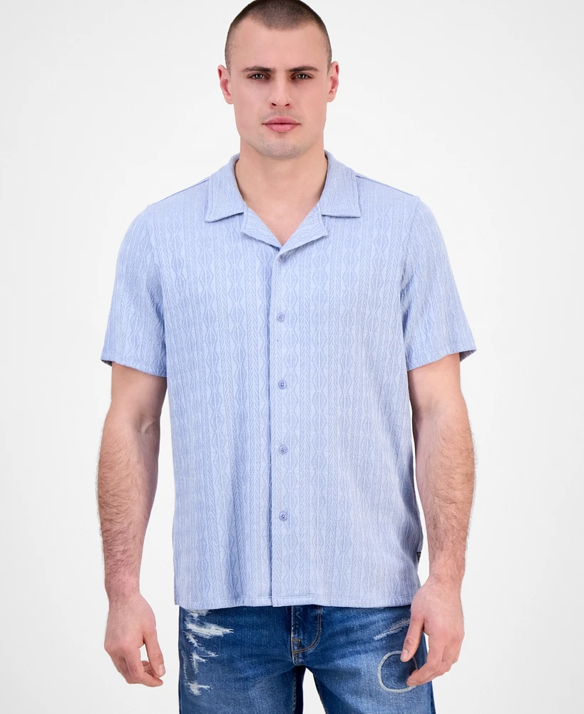 Guess Men's Spencer Printed Short Sleeve Button-Front Camp Shirt