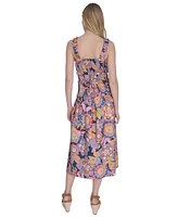 Eliza J Women's Cotton Smocked-Waist Floral-Print Dress