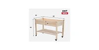 2ft x 4ft Outdoor Solid Fir Wood Raised Garden Bed Planter Box on Locking Wheels