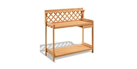 Outdoor Home Garden Wooden Potting Bench with Storage Drawer