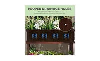 Multi-Functional Wooden Planter Box with Flower Shelf