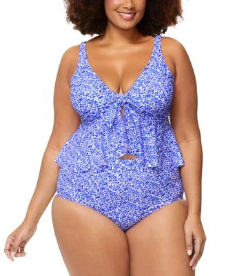 Raisins Curve Trendy Plus Size Topanga Ruffle Trim Bikini Top Island Bikini Bottoms