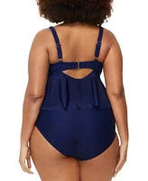 Raisins Curve Trendy Plus Size Topanga Ruffle Trim Bikini Top Costa Bikini Bottoms