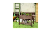 Multi-Tier Wooden Garden Box for Plants and Storage